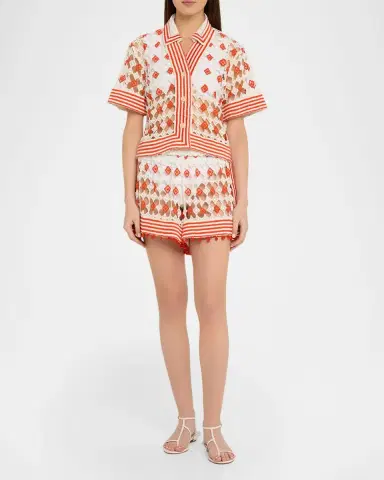 Ramy Brook Betty Crochet Button-Front Coverup Top | Thumbnail 2