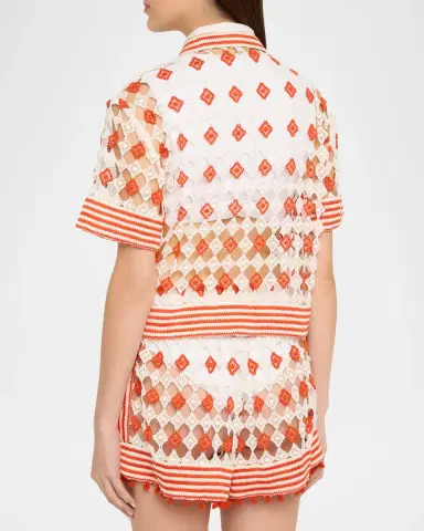 Ramy Brook Betty Crochet Button-Front Coverup Top | Thumbnail 3