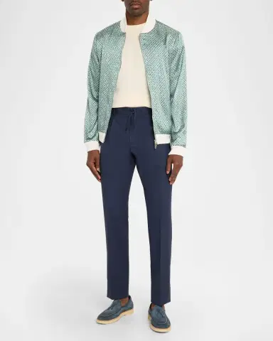 Stefano Ricci Men's Geometric Silk Bomber Jacket | Thumbnail 2 Stefano Ricci Men's Geometric Silk Bomber Jacket | Thumbnail 2