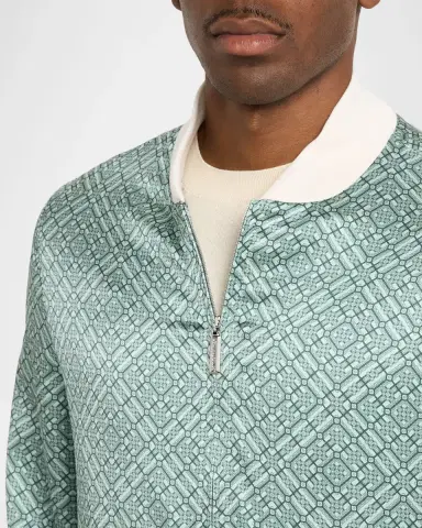 Stefano Ricci Men's Geometric Silk Bomber Jacket | Thumbnail 5 Stefano Ricci Men's Geometric Silk Bomber Jacket | Thumbnail 5