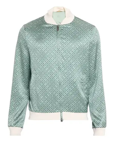 Stefano Ricci Men's Geometric Silk Bomber Jacket | Thumbnail 1 Stefano Ricci Men's Geometric Silk Bomber Jacket | Thumbnail 1