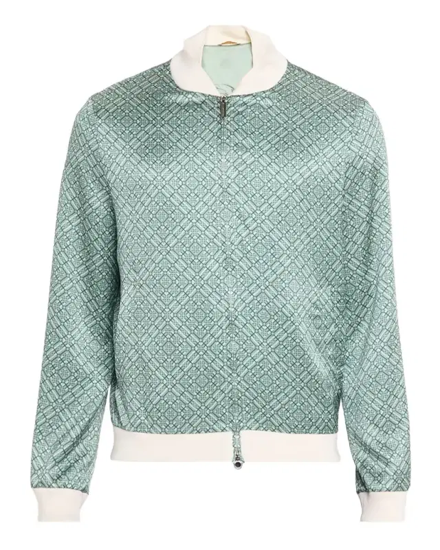Stefano Ricci Men 's Geometric Silk Bomber Jacket
