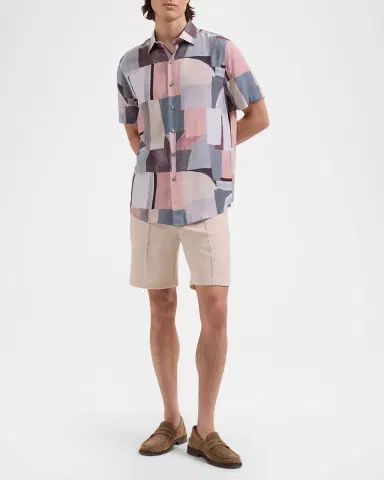 Bugatchi Men's Orson Abstract-Print Viscose Short-Sleeve Shirt | Thumbnail 2 Bugatchi Men's Orson Abstract-Print Viscose Short-Sleeve Shirt | Thumbnail 2