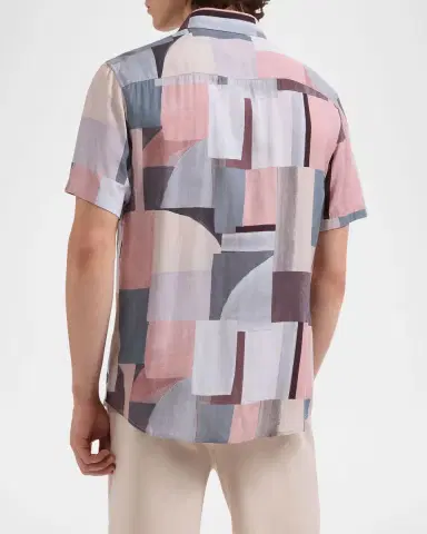 Bugatchi Men's Orson Abstract-Print Viscose Short-Sleeve Shirt | Thumbnail 3 Bugatchi Men's Orson Abstract-Print Viscose Short-Sleeve Shirt | Thumbnail 3