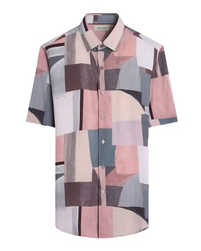 Bugatchi Men 's Orson Abstract-Print Viscose Short-Sleeve Shirt