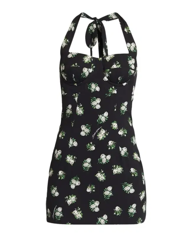 Dolce & Gabbana Floral Bustier Halter Mini Dress
