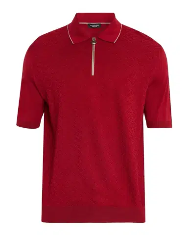 Stefano Ricci Men's Textured Silk Quarter-Zip Polo | Thumbnail 1 Stefano Ricci Men's Textured Silk Quarter-Zip Polo | Thumbnail 1