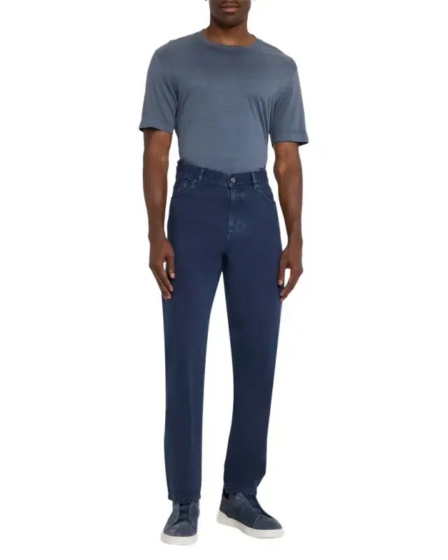 ZEGNA Men's Pure Cotton Slim Fit Five-Pocket Jeans