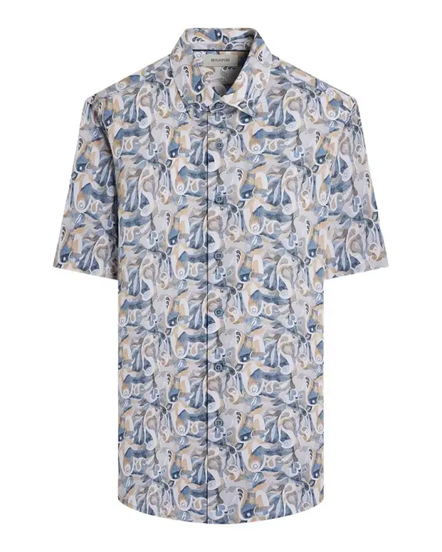 Men 's Orson Abstract Paisley-Print Comfort Stretch Short-Sleeve Shirt