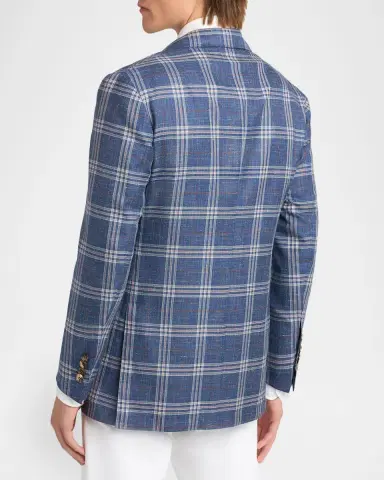 Kiton Men's Wool, Silk and Linen Glen Plaid Single-Breasted Sport Coat | Thumbnail 2 Kiton Men's Wool, Silk and Linen Glen Plaid Single-Breasted Sport Coat | Thumbnail 2