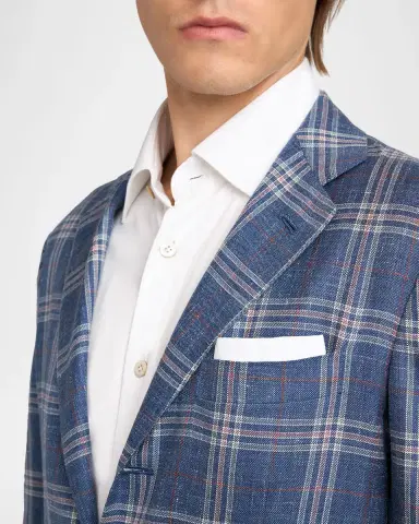 Kiton Men's Wool, Silk and Linen Glen Plaid Single-Breasted Sport Coat | Thumbnail 4 Kiton Men's Wool, Silk and Linen Glen Plaid Single-Breasted Sport Coat | Thumbnail 4