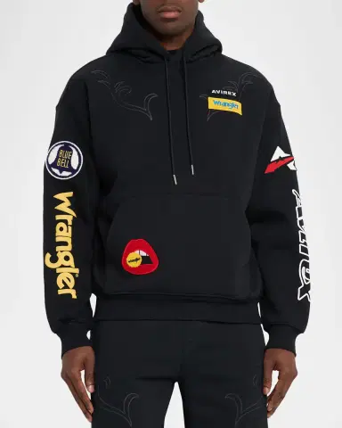 AVIREX x Wrangle Men's Multi-Patch Cotton Hoodie | Thumbnail 3