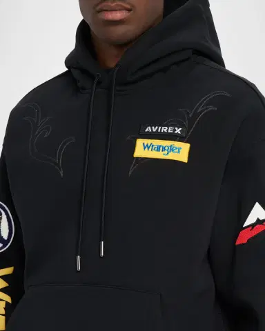 AVIREX x Wrangle Men's Multi-Patch Cotton Hoodie | Thumbnail 4