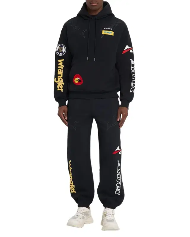 x Wrangle Men's Multi-Patch Cotton Hoodie