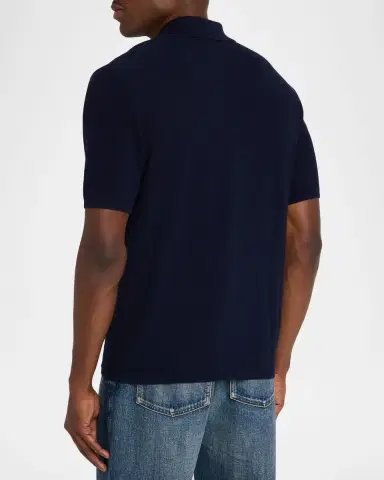 Saint Laurent en's Cotton Knit Short-Sleeve Polo Sweater | Thumbnail 3