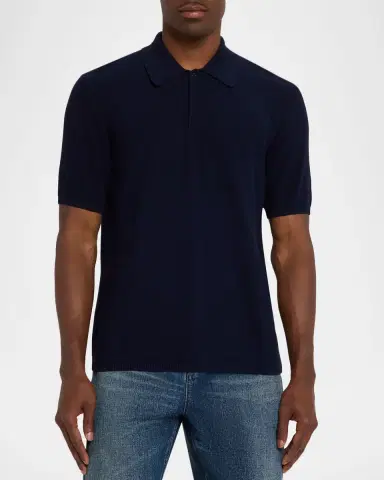 Saint Laurent en's Cotton Knit Short-Sleeve Polo Sweater | Thumbnail 4
