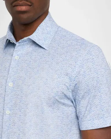 Bugatchi Men's Miles Bistro-Print OoohCotton 8-Way Stretch Short-Sleeve Shirt | Thumbnail 5 Bugatchi Men's Miles Bistro-Print OoohCotton 8-Way Stretch Short-Sleeve Shirt | Thumbnail 5