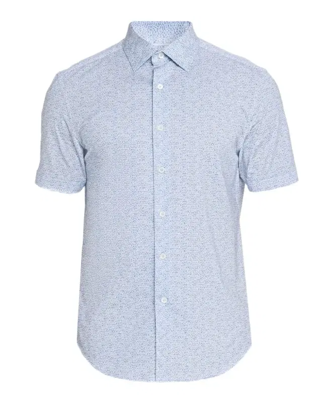 Bugatchi Men 's Miles Bistro-Print OoohCotton 8-Way Stretch Short-Sleeve Shirt