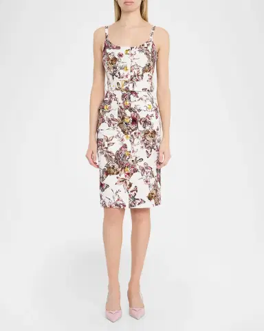 L'Agence Ida Button-Front Midi Dress | Thumbnail 2 L'Agence Ida Button-Front Midi Dress | Thumbnail 2
