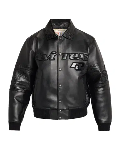 Avirex Men's Legends Leather Croc-Effect Trim Bomber Jacket | Thumbnail 1 Avirex Men's Legends Leather Croc-Effect Trim Bomber Jacket | Thumbnail 1