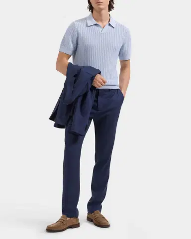 Bugatchi Men's Pointelle Rib Johnny Collar Short-Sleeve Sweater | Thumbnail 2 Bugatchi Men's Pointelle Rib Johnny Collar Short-Sleeve Sweater | Thumbnail 2