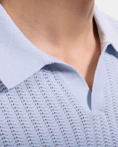 Bugatchi Men's Pointelle Rib Johnny Collar Short-Sleeve Sweater | Thumbnail 6 Bugatchi Men's Pointelle Rib Johnny Collar Short-Sleeve Sweater | Thumbnail 6