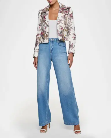 L'Agence Blakely Printed Leather Biker Jacket | Thumbnail 2 L'Agence Blakely Printed Leather Biker Jacket | Thumbnail 2