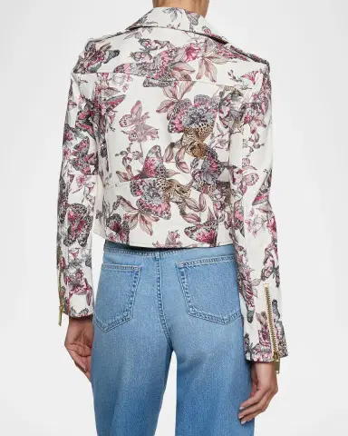 L'Agence Blakely Printed Leather Biker Jacket | Thumbnail 3 L'Agence Blakely Printed Leather Biker Jacket | Thumbnail 3