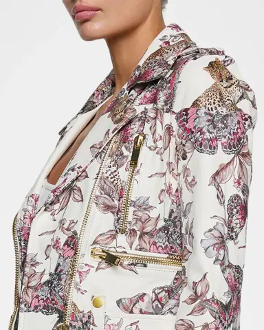 L'Agence Blakely Printed Leather Biker Jacket | Thumbnail 5 L'Agence Blakely Printed Leather Biker Jacket | Thumbnail 5