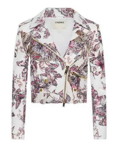 L'Agence Blakely Printed Leather Biker Jacket | Thumbnail 1 L'Agence Blakely Printed Leather Biker Jacket | Thumbnail 1
