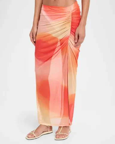 Simkhai Kensingten Printed Mesh Coverup Skirt | Thumbnail 4