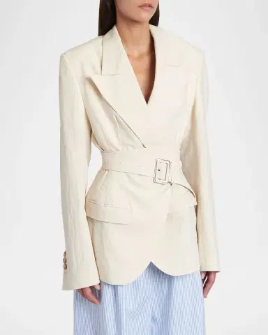 Dolce & Gabbana Strong-Shoulder Belted Wrap Blazer Jacket | Thumbnail 4