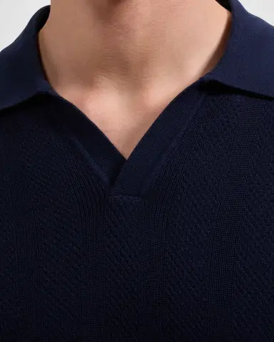Bugatchi Men's Textured Stripe Johnny Collar Short-Sleeve Sweater | Thumbnail 5 Bugatchi Men's Textured Stripe Johnny Collar Short-Sleeve Sweater | Thumbnail 5