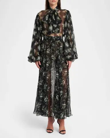 Dolce & Gabbana Floral Silk Chiffon Maxi Pull-On Skirt | Thumbnail 2 Dolce & Gabbana Floral Silk Chiffon Maxi Pull-On Skirt | Thumbnail 2