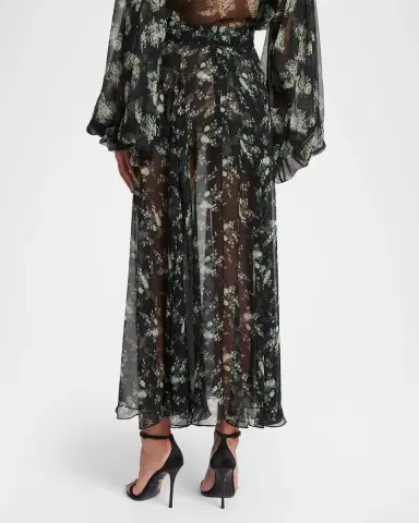Dolce & Gabbana Floral Silk Chiffon Maxi Pull-On Skirt | Thumbnail 3 Dolce & Gabbana Floral Silk Chiffon Maxi Pull-On Skirt | Thumbnail 3