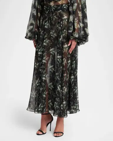 Dolce & Gabbana Floral Silk Chiffon Maxi Pull-On Skirt | Thumbnail 4 Dolce & Gabbana Floral Silk Chiffon Maxi Pull-On Skirt | Thumbnail 4