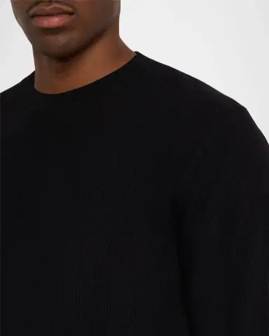 Saint Laurent Men's Solid Cotton Crewneck Knit Sweater | Thumbnail 5 Saint Laurent Men's Solid Cotton Crewneck Knit Sweater | Thumbnail 5
