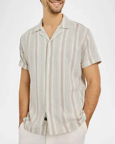 Rails Men's Short-Sleeve Amalfi Shirt in Stripes | Thumbnail 6