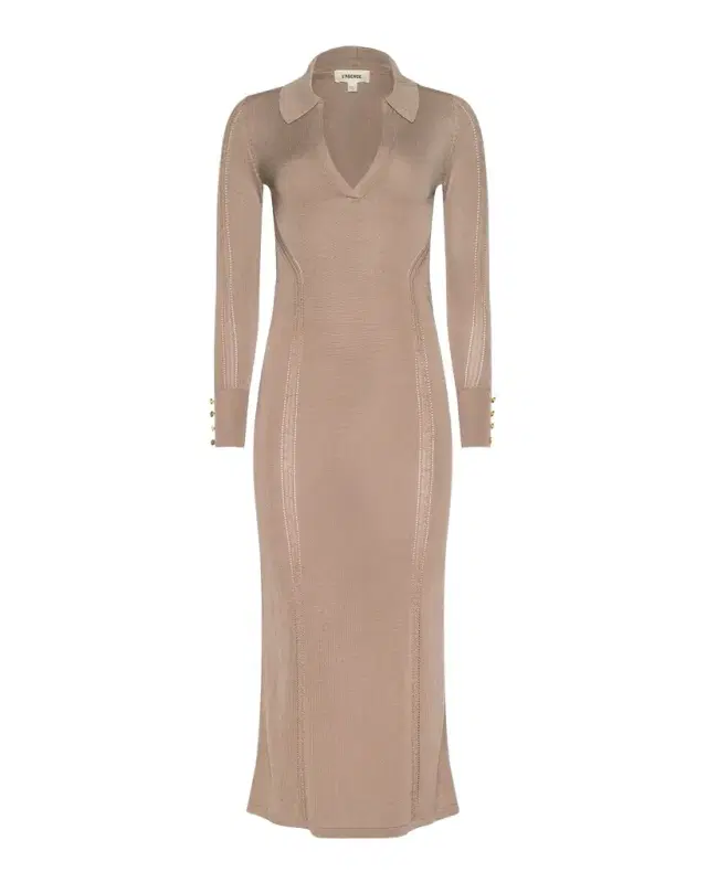 Delma Collared Knit Midi Dress