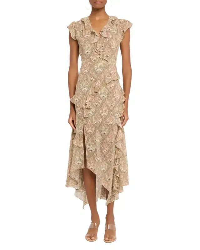 Avene Ruffled Silk Midi Dress