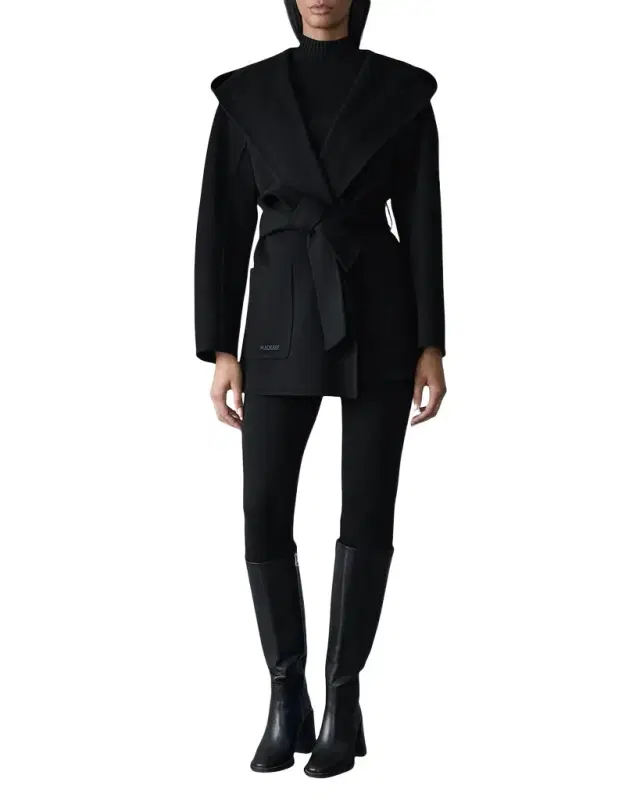 Paya-Z Hooded Wool Wrap Coat
