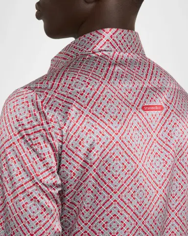 Stefano Ricci Men's Silk Geometric Classic-Fit Sport Shirt | Thumbnail 5 Stefano Ricci Men's Silk Geometric Classic-Fit Sport Shirt | Thumbnail 5