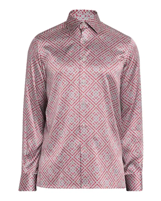 Stefano Ricci Men 's Silk Geometric Classic-Fit Sport Shirt