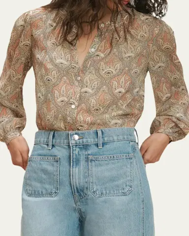 Veronica Beard Ashlynn Long-Sleeve Silk Blouse | Thumbnail 4 Veronica Beard Ashlynn Long-Sleeve Silk Blouse | Thumbnail 4