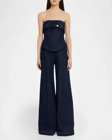 Et Ochs Jordan Strapless Corset Denim Jumpsuit | Thumbnail 2