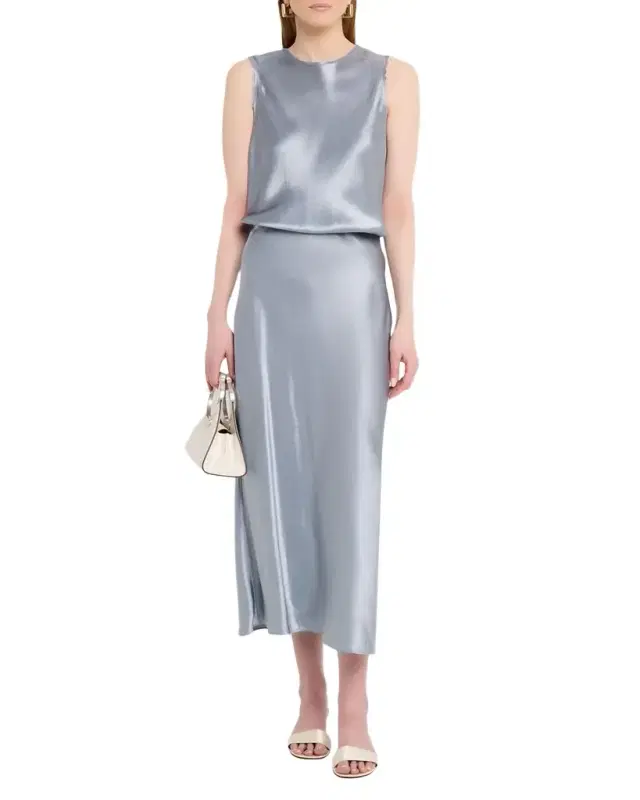 Scallop-Trim Sleeveless Satin Top