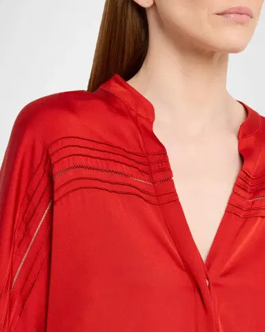 Vince Pintuck Long-Sleeve Satin Blouse | Thumbnail 4 Vince Pintuck Long-Sleeve Satin Blouse | Thumbnail 4