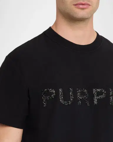 PURPLE Men's Tonal Glitterized Logo T-Shirt | Thumbnail 5