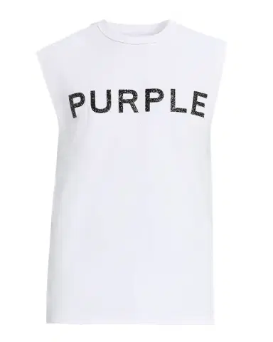 PURPLE Men's Textured-Logo Sleeveless Cotton T-Shirt | Thumbnail 1 PURPLE Men's Textured-Logo Sleeveless Cotton T-Shirt | Thumbnail 1
