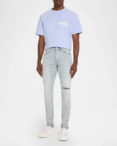 PURPLE Men's Jacquard Monogram Skinny Jeans | Thumbnail 2